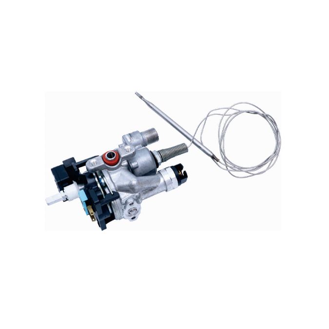 0°Single outlet aluminum thermostat valve with switch, for oven/stove
