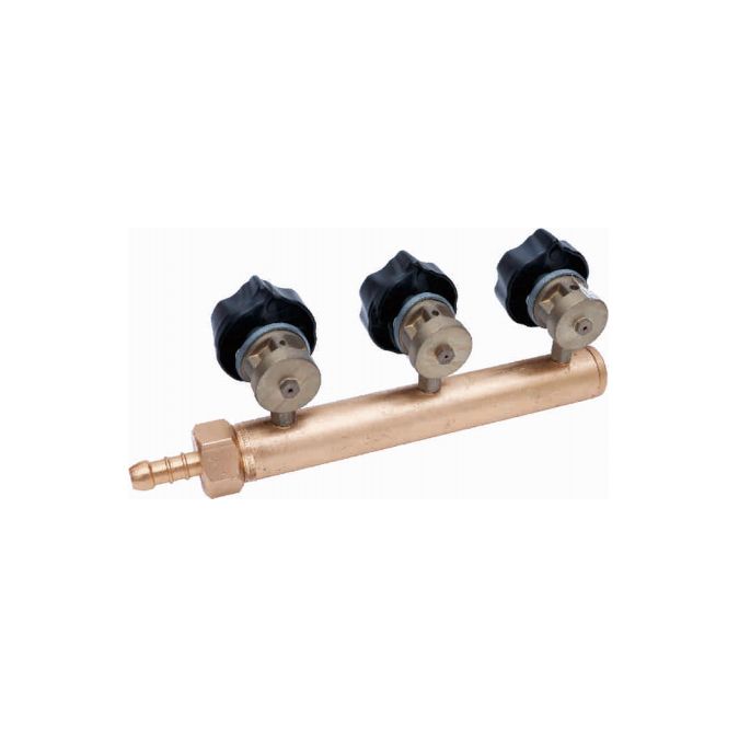 Three outlet brass valve, for BBQ grill
